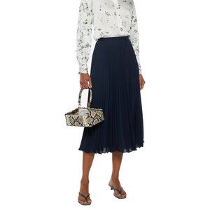 Vince Plissé Crepe Skirt - Navy